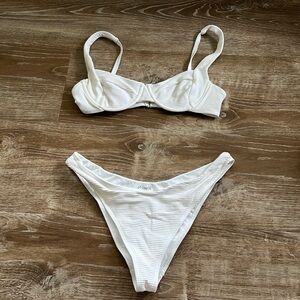LA Hearts White Ribbed Bikini